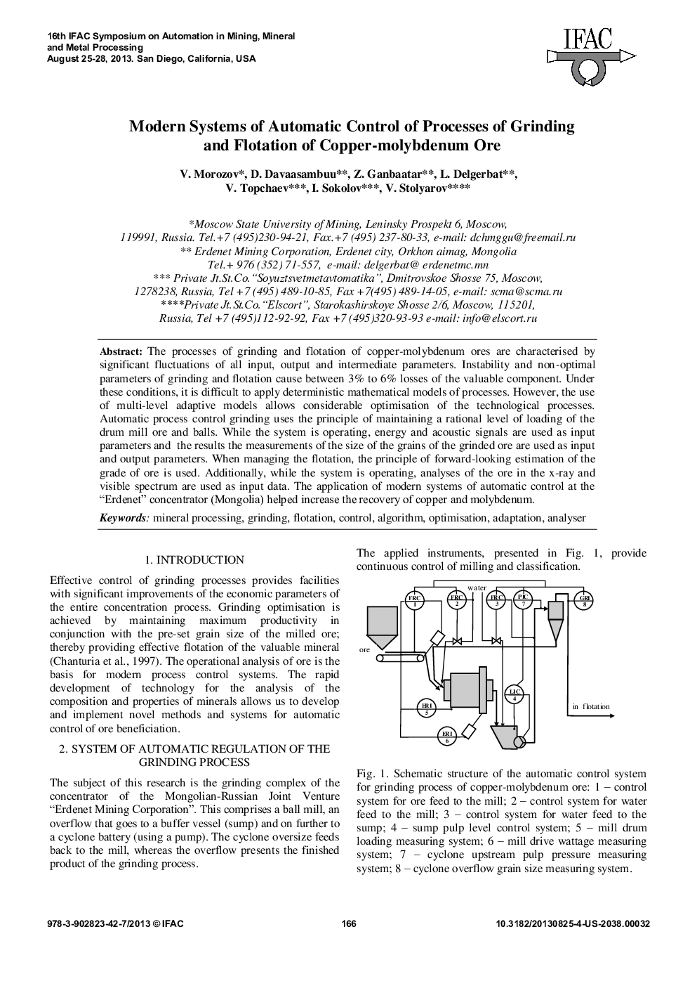 Modern Systems of Automatic Control of Processes of Grinding and Flotation of Copper-molybdenum Ore