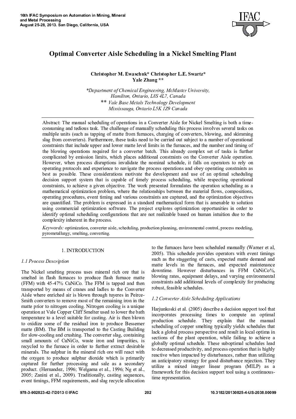Optimal Converter Aisle Scheduling in a Nickel Smelting Plant
