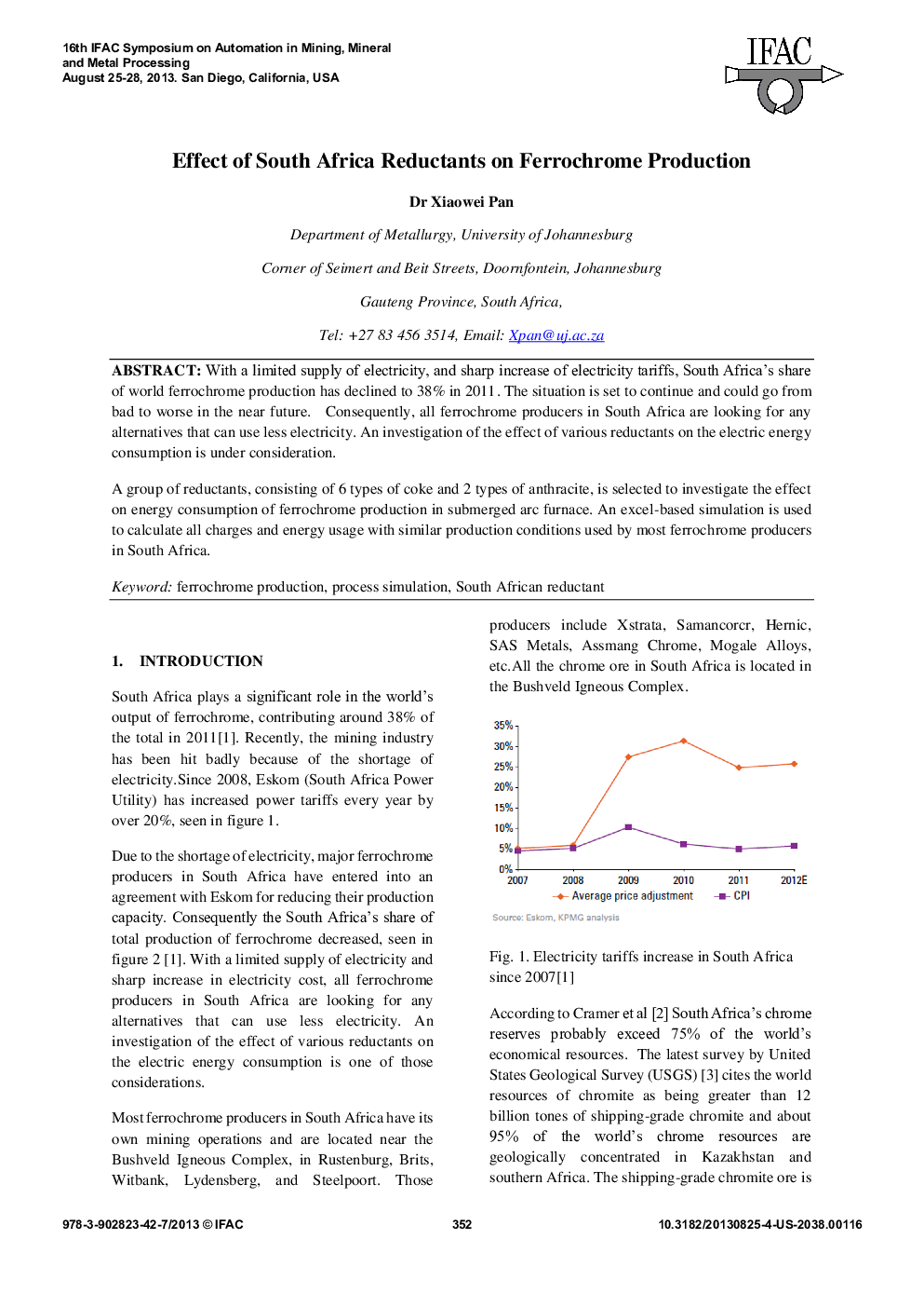 Effect of South Africa Reductants on Ferrochrome Production
