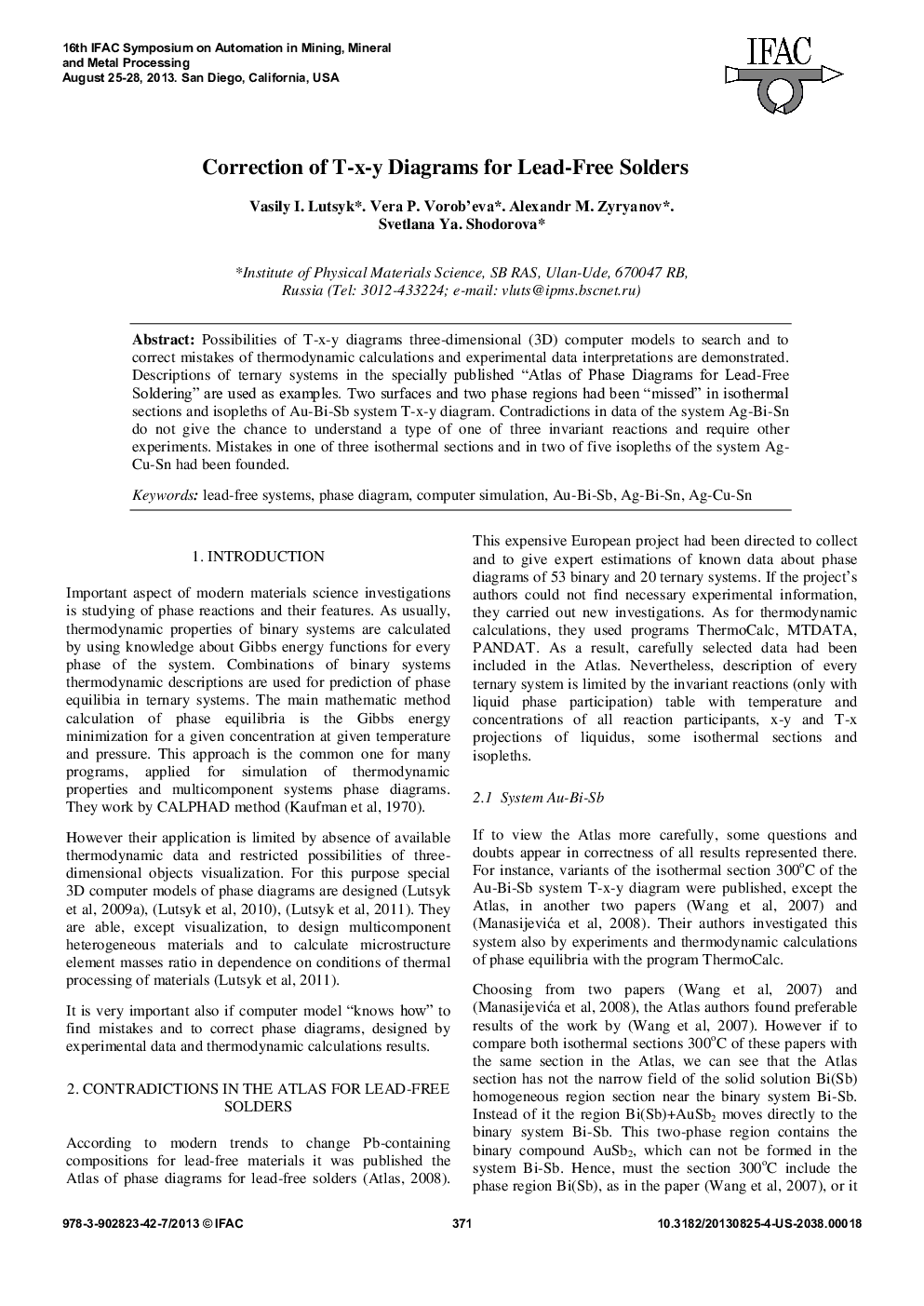 Correction of T-x-y Diagrams for Lead-Free Solders