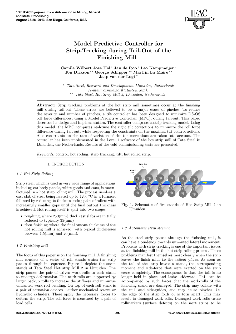 Model Predictive Controller for Strip-Tracking during Tail-Out of the Finishing Mill