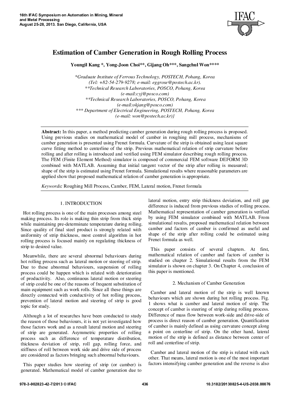 Estimation of Camber Generation in Rough Rolling Process
