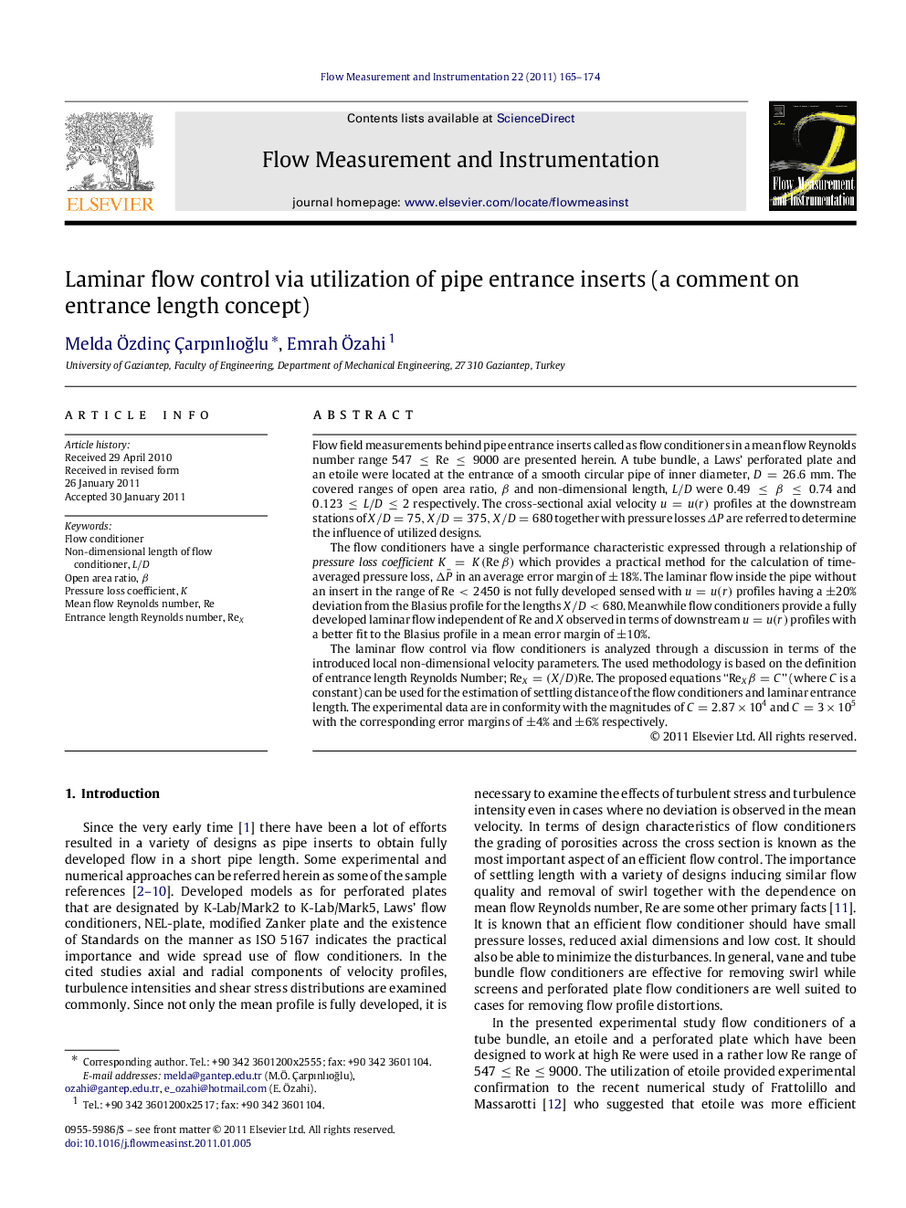 Laminar flow control via utilization of pipe entrance inserts (a comment on entrance length concept)