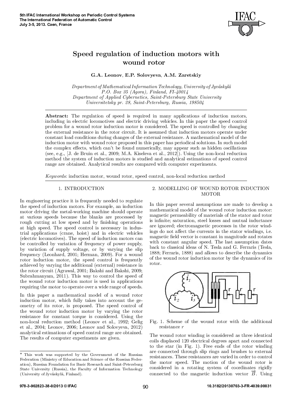 عکس صفحه اول مقاله: Speed regulation of induction motors with wound rotor Speed regulation of induction motors with wound rotor