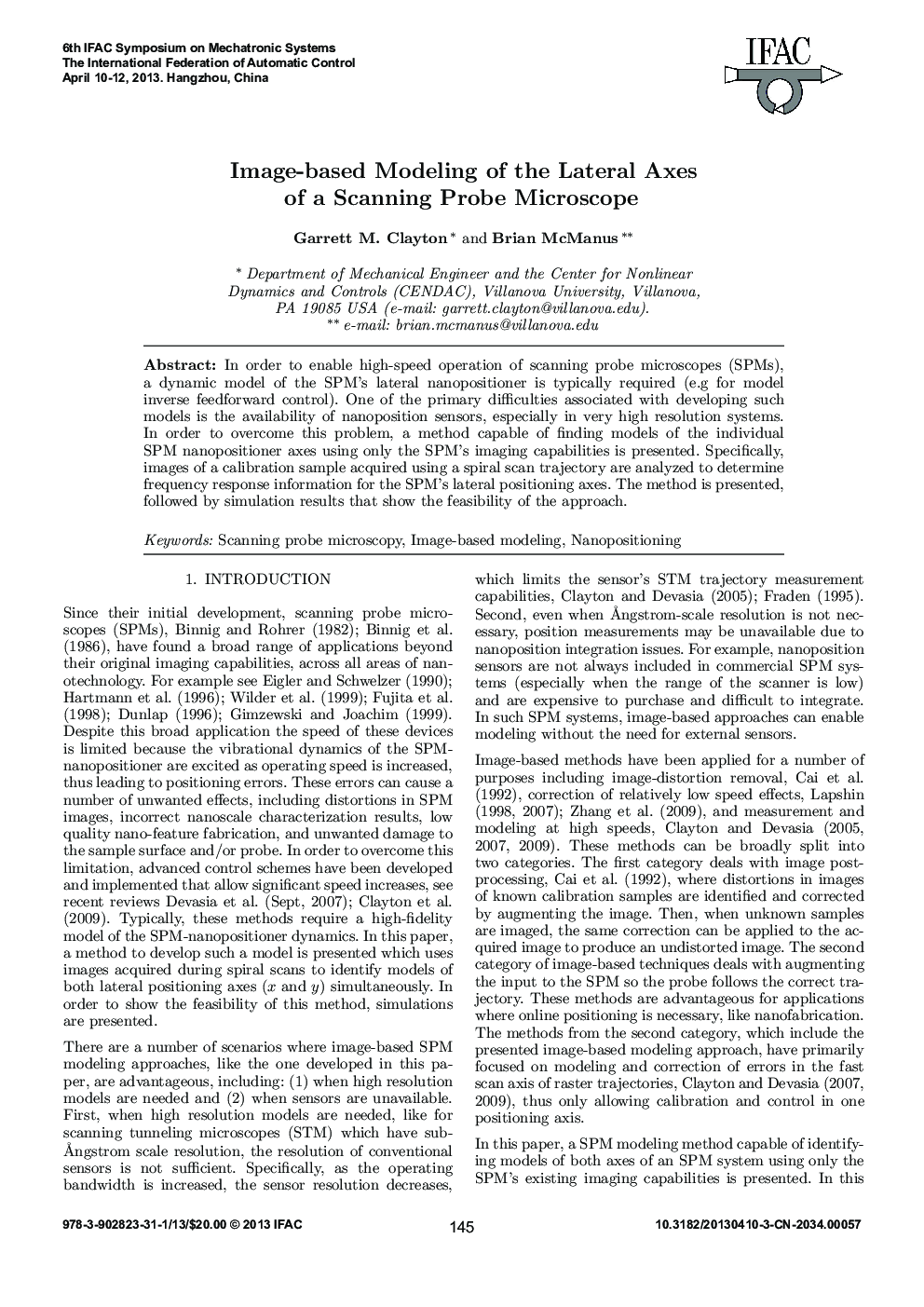 Image-based Modeling of the Lateral Axes of a Scanning Probe Microscope