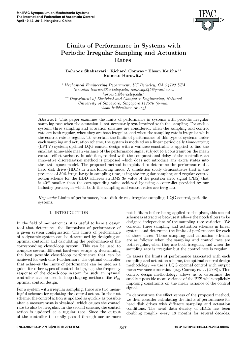 Limits of Performance in Systems with Periodic Irregular Sampling and Actuation Rates
