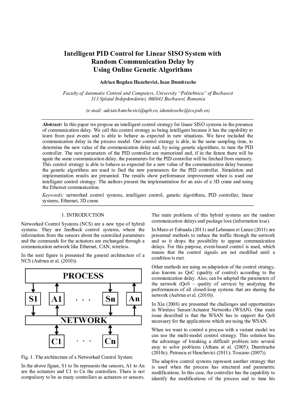 Intelligent PID Control for Linear SISO System with Random Communication Delay by Using Online Genetic Algorithms