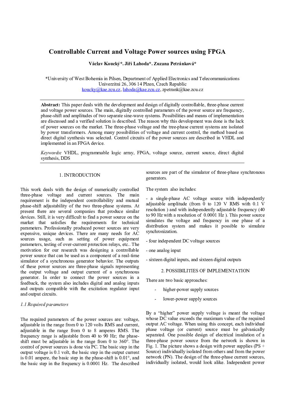 Controllable Current and Voltage Power sources using FPGA