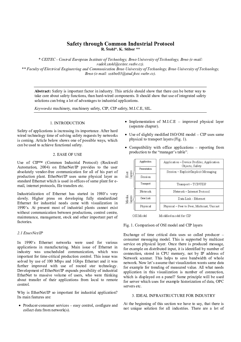Safety through Common Industrial Protocol