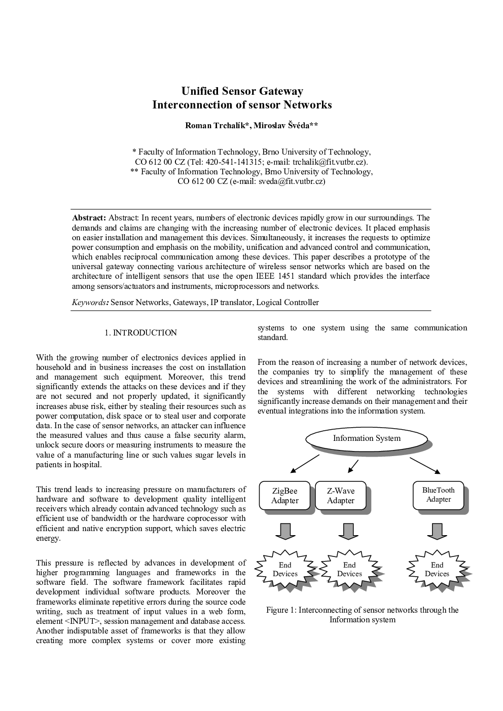 Unified Sensor Gateway Interconnection of sensor Networks
