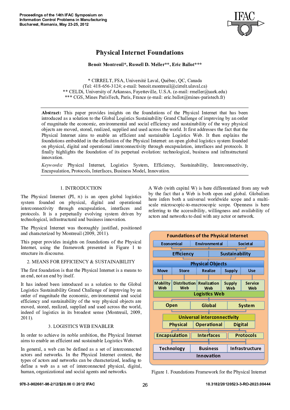 عکس صفحه اول مقاله: Physical Internet Foundations Physical Internet Foundations