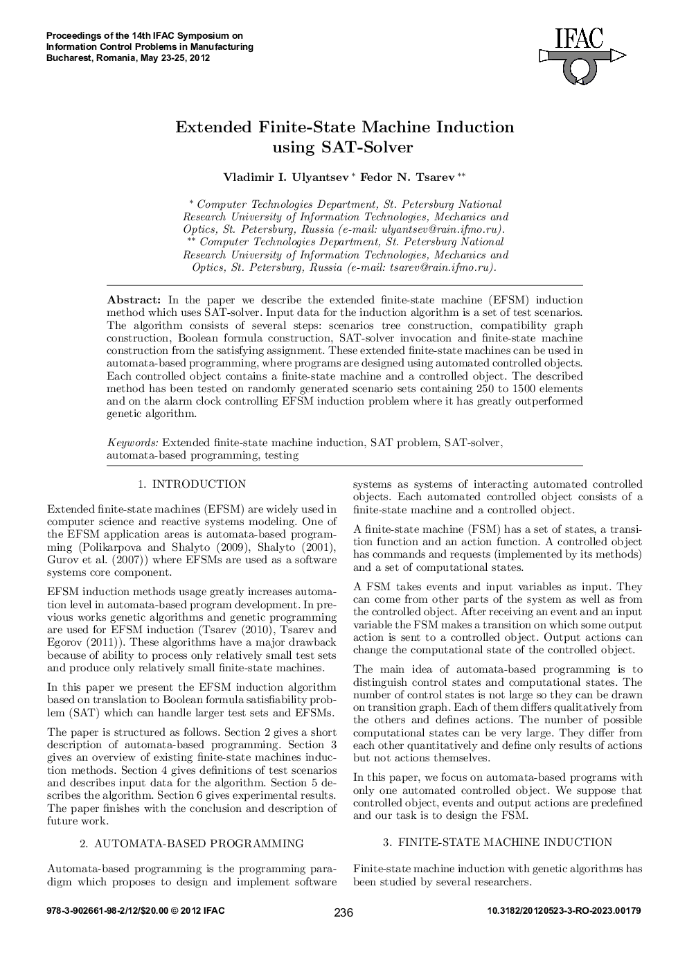 Extended Finite-State Machine Induction using SAT-Solver