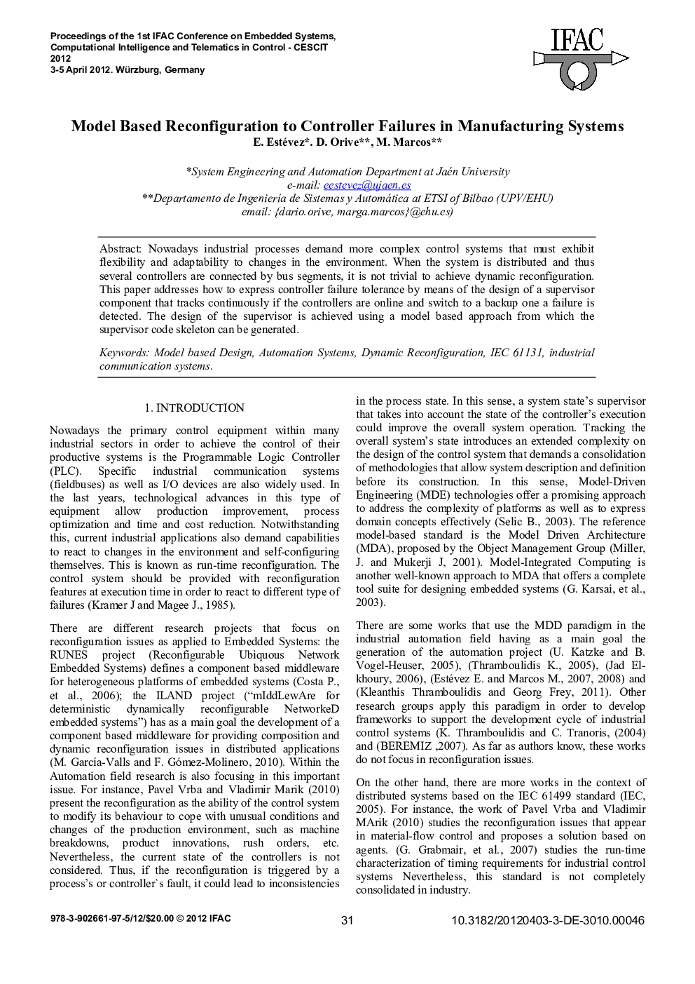 Model Based Reconfiguration to Controller Failures in Manufacturing Systems