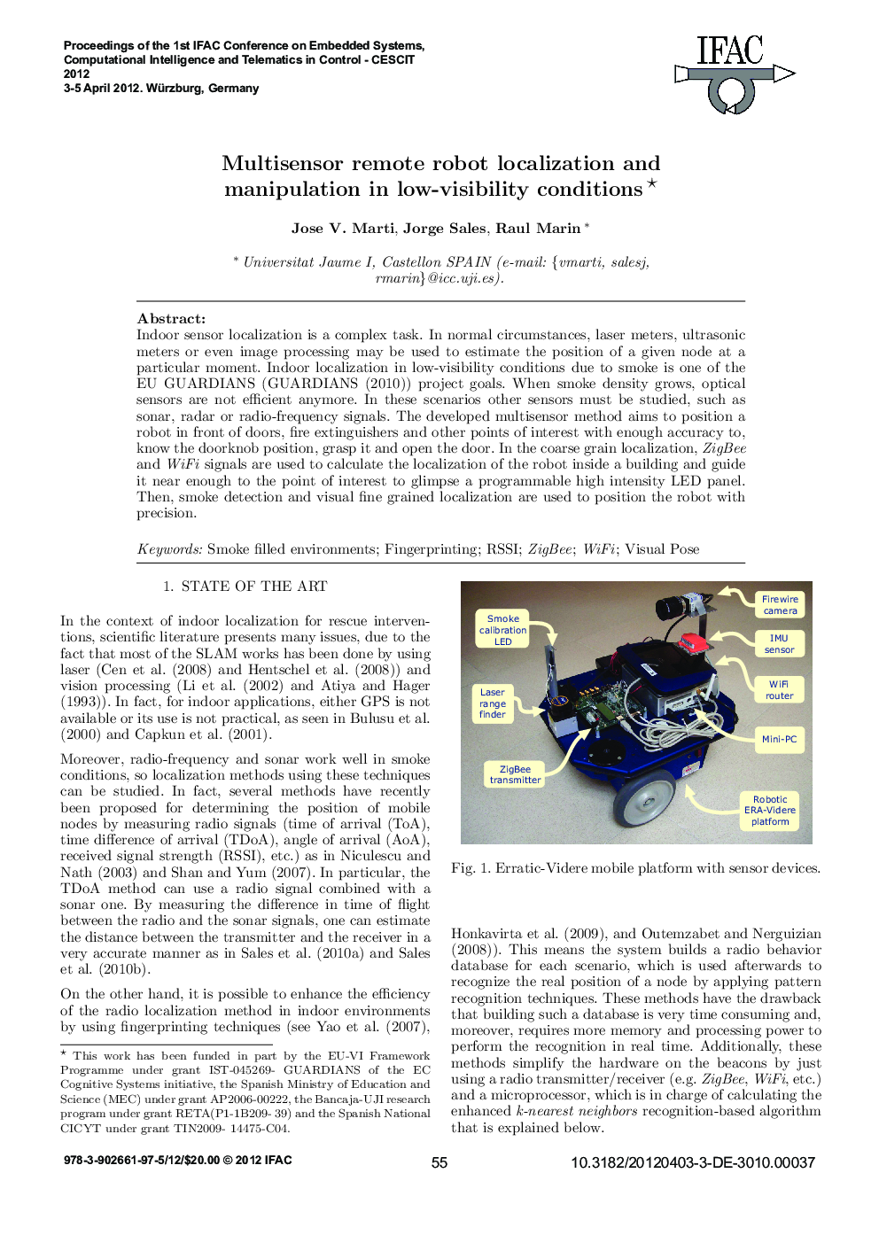 Multisensor remote robot localization and manipulation in low-visibility conditions 
