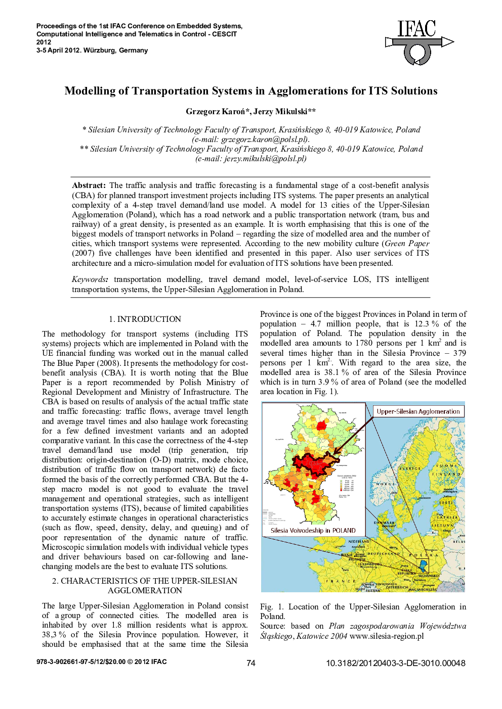Modelling of Transportation Systems in Agglomerations for ITS Solutions