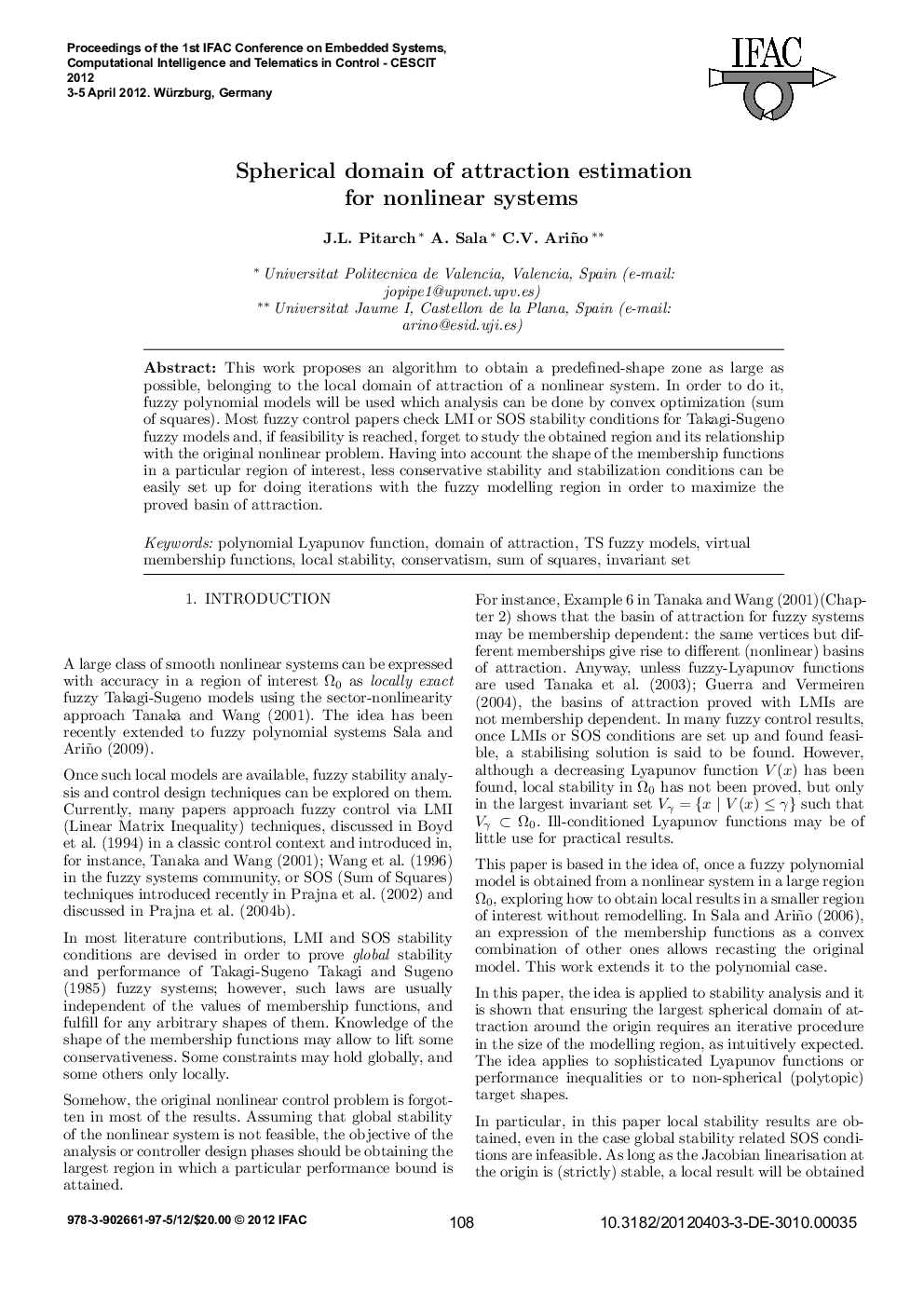 عکس صفحه اول مقاله: Spherical domain of attraction estimation for nonlinear systems Spherical domain of attraction estimation for nonlinear systems