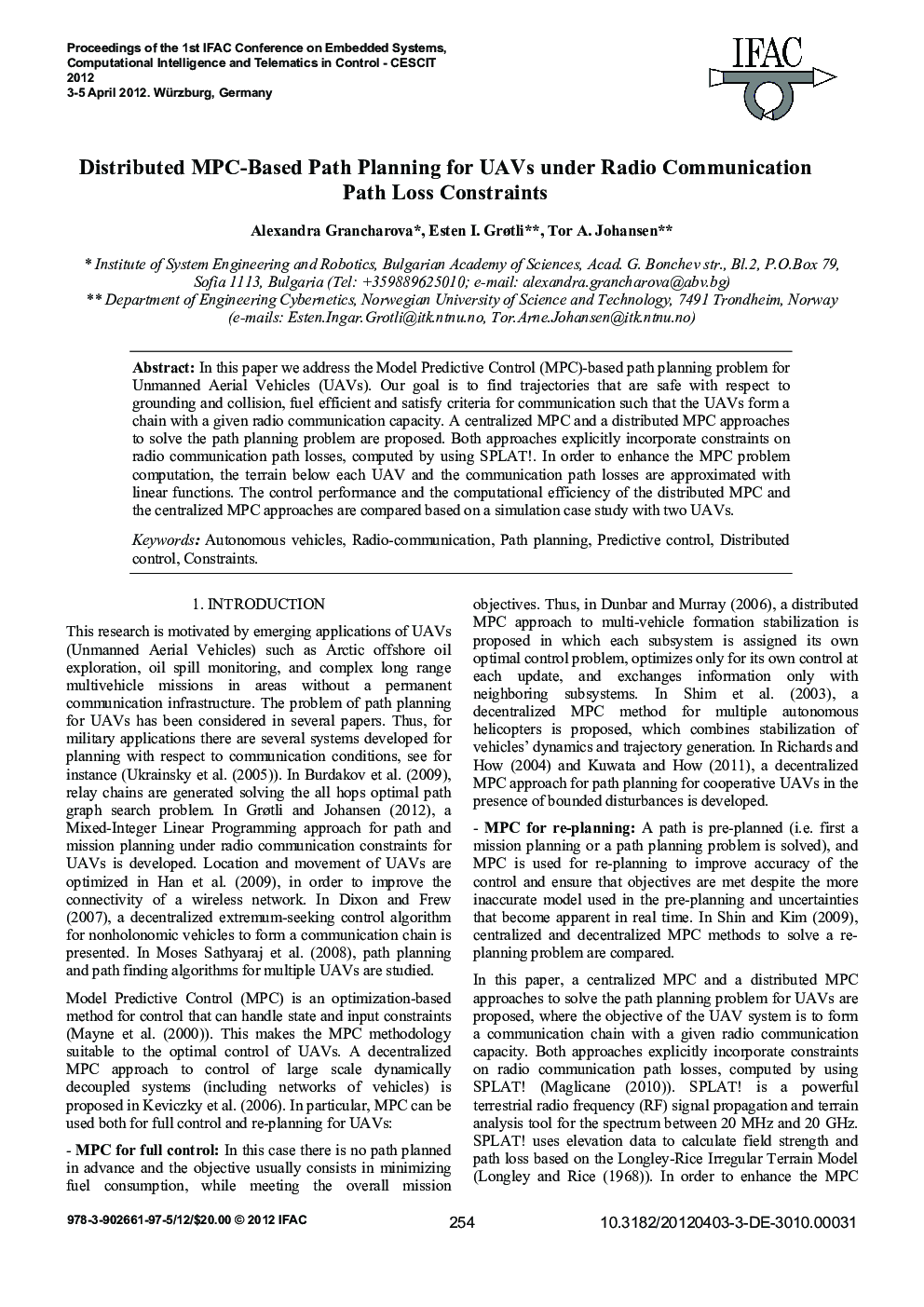 Distributed MPC-Based Path Planning for UAVs under Radio Communication Path Loss Constraints