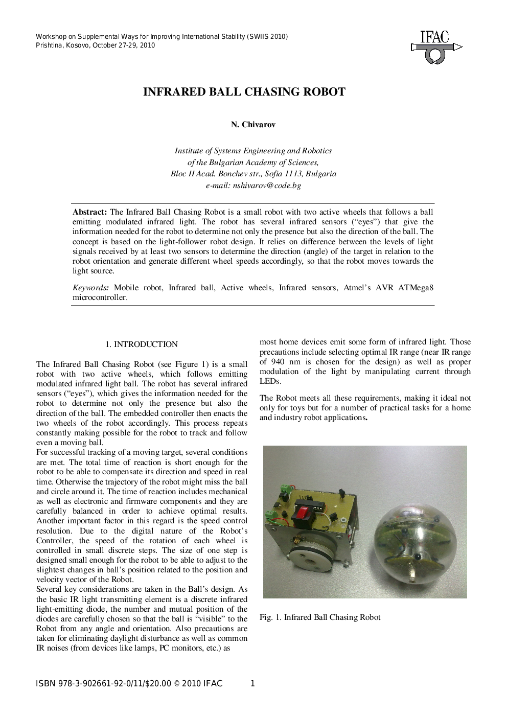 INFRARED BALL CHASING ROBOT