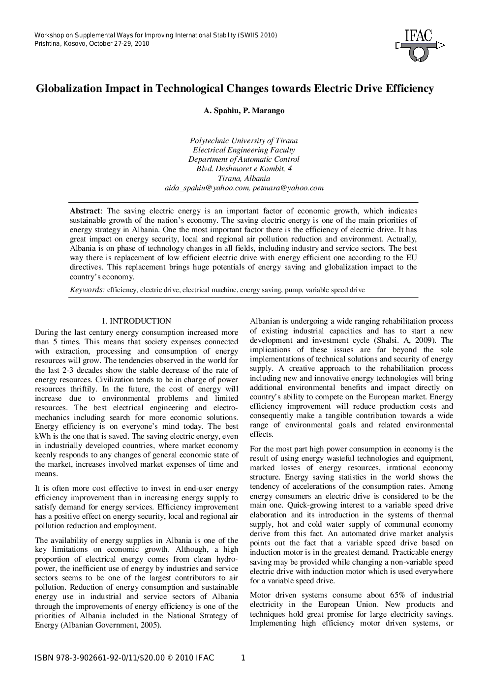 Globalization Impact in Technological Changes towards Electric Drive Efficiency