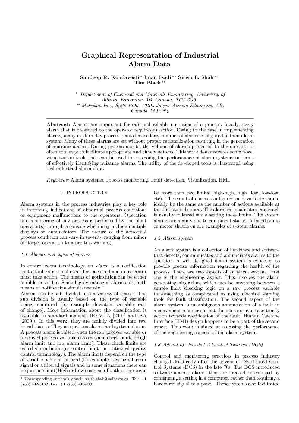 Graphical Representation of Industrial Alarm Data