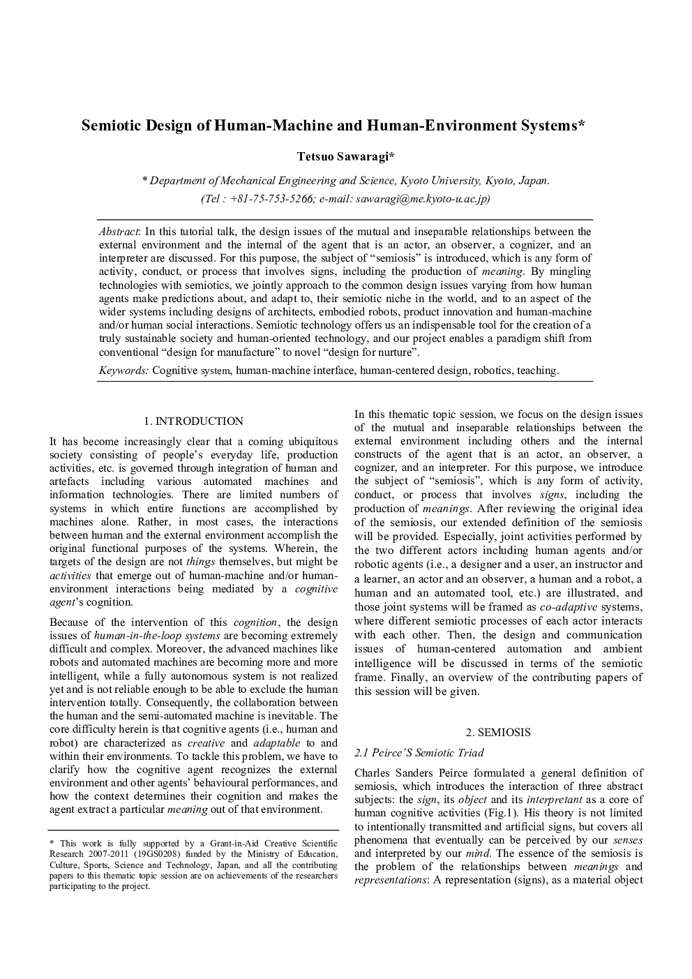 Semiotic Design of Human-Machine and Human-Environment Systems