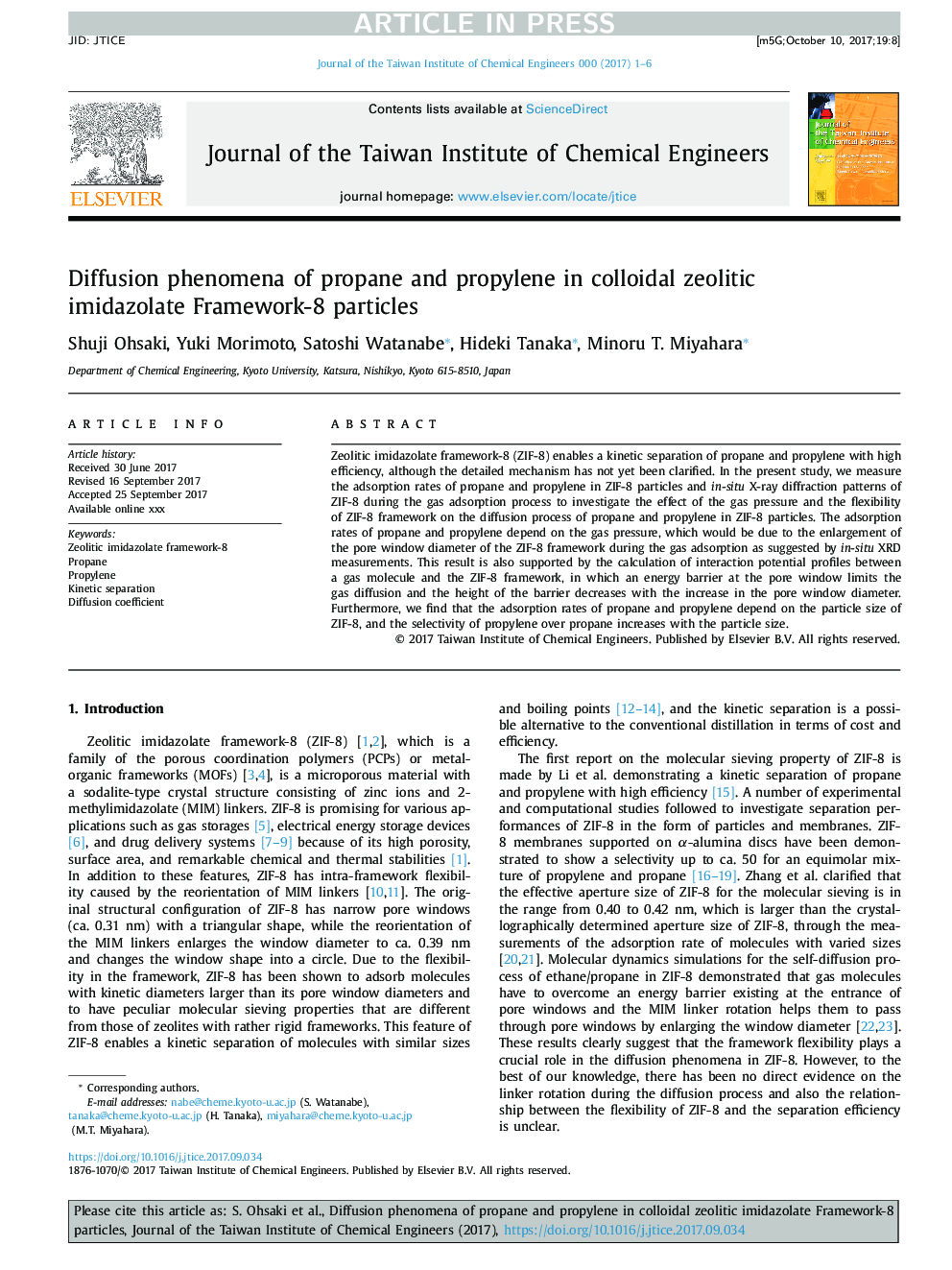 پدیده های پراکنش پروپان و پروپیلن در ایزادولات زئولیتی کلیدی اسید فسفات 8 