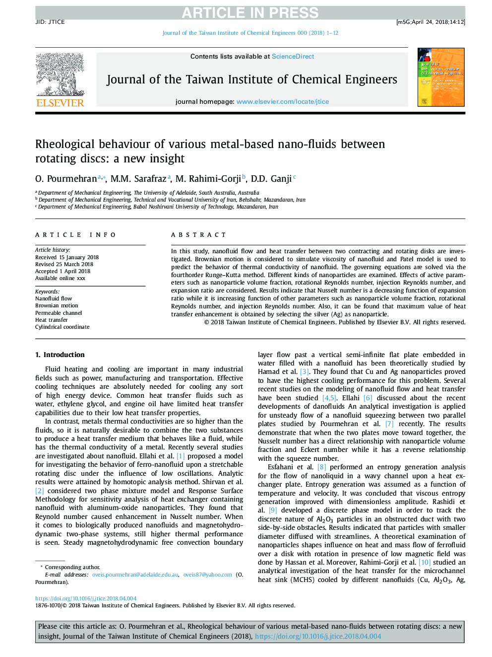 Rheological behaviour of various metal-based nano-fluids between rotating discs: a new insight