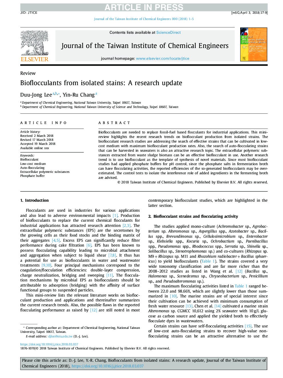 Bioflocculants from isolated stains: A research update