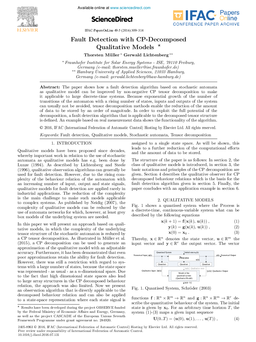 Fault Detection with CP-Decomposed Qualitative Models*