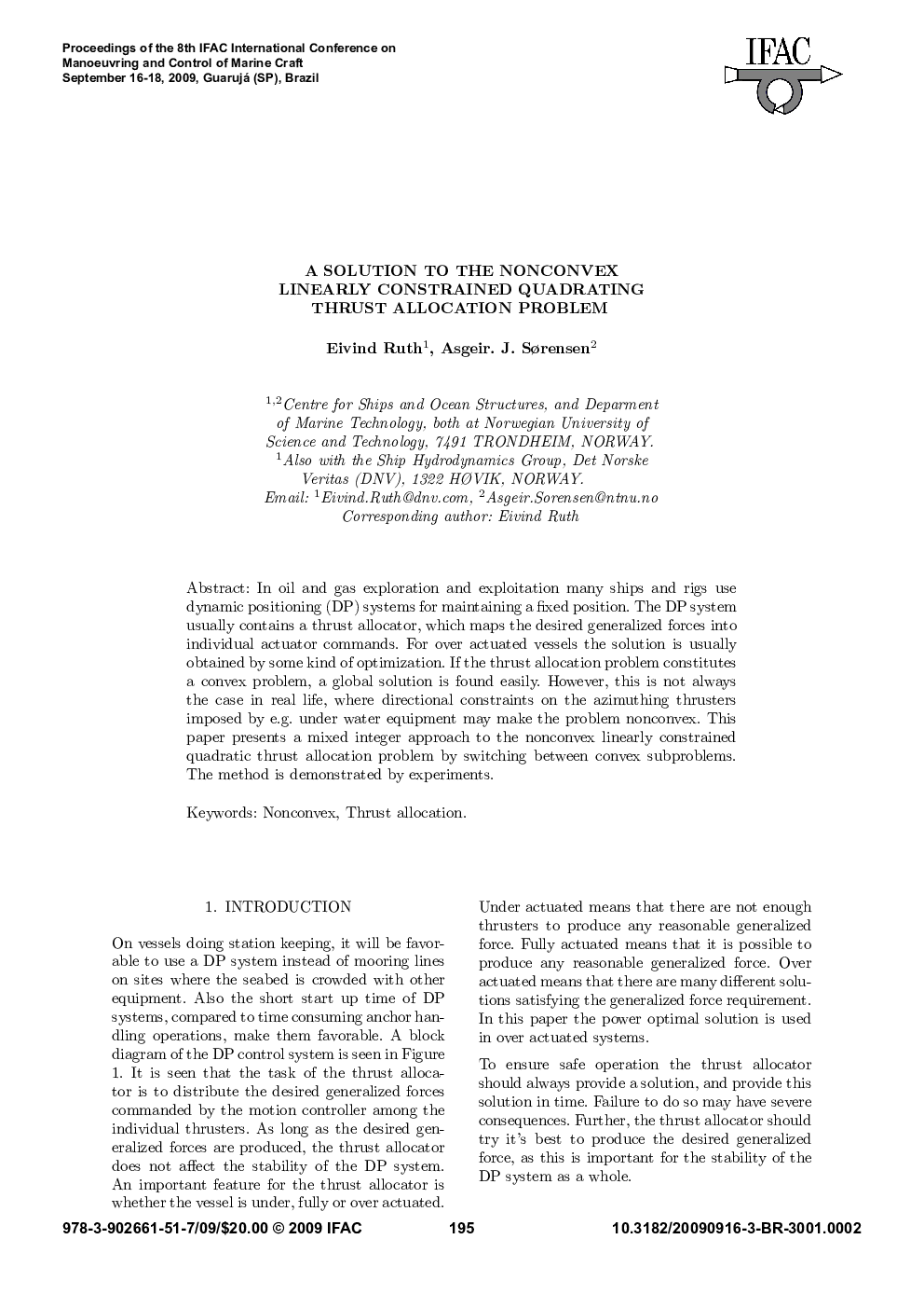 A SOLUTION TO THE NONCONVEX LINEARLY CONSTRAINED QUADRATING THRUST ALLOCATION PROBLEM