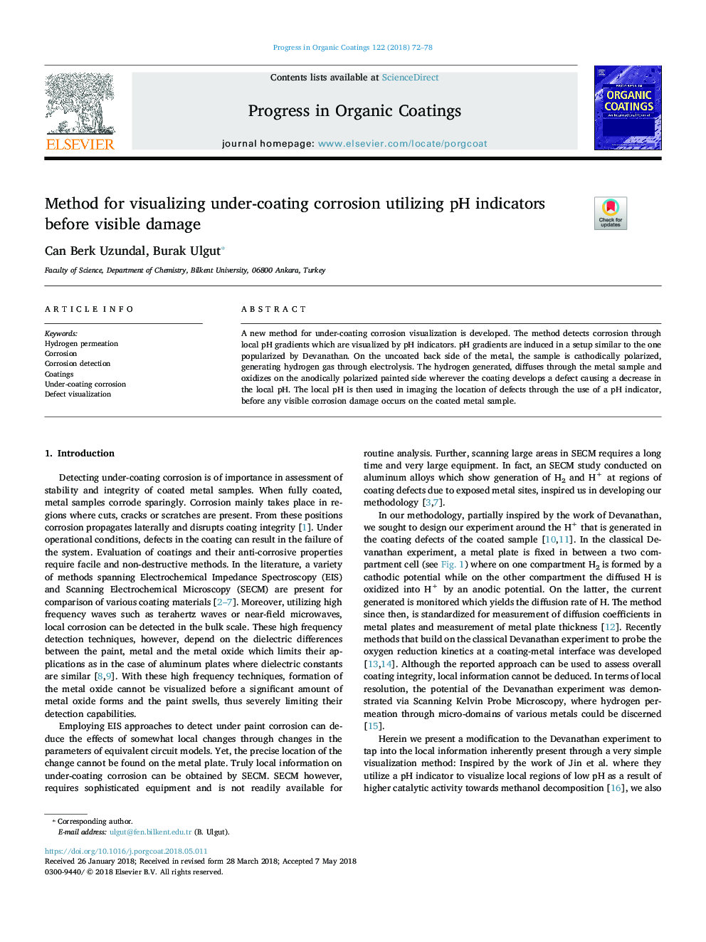 Method for visualizing under-coating corrosion utilizing pH indicators before visible damage