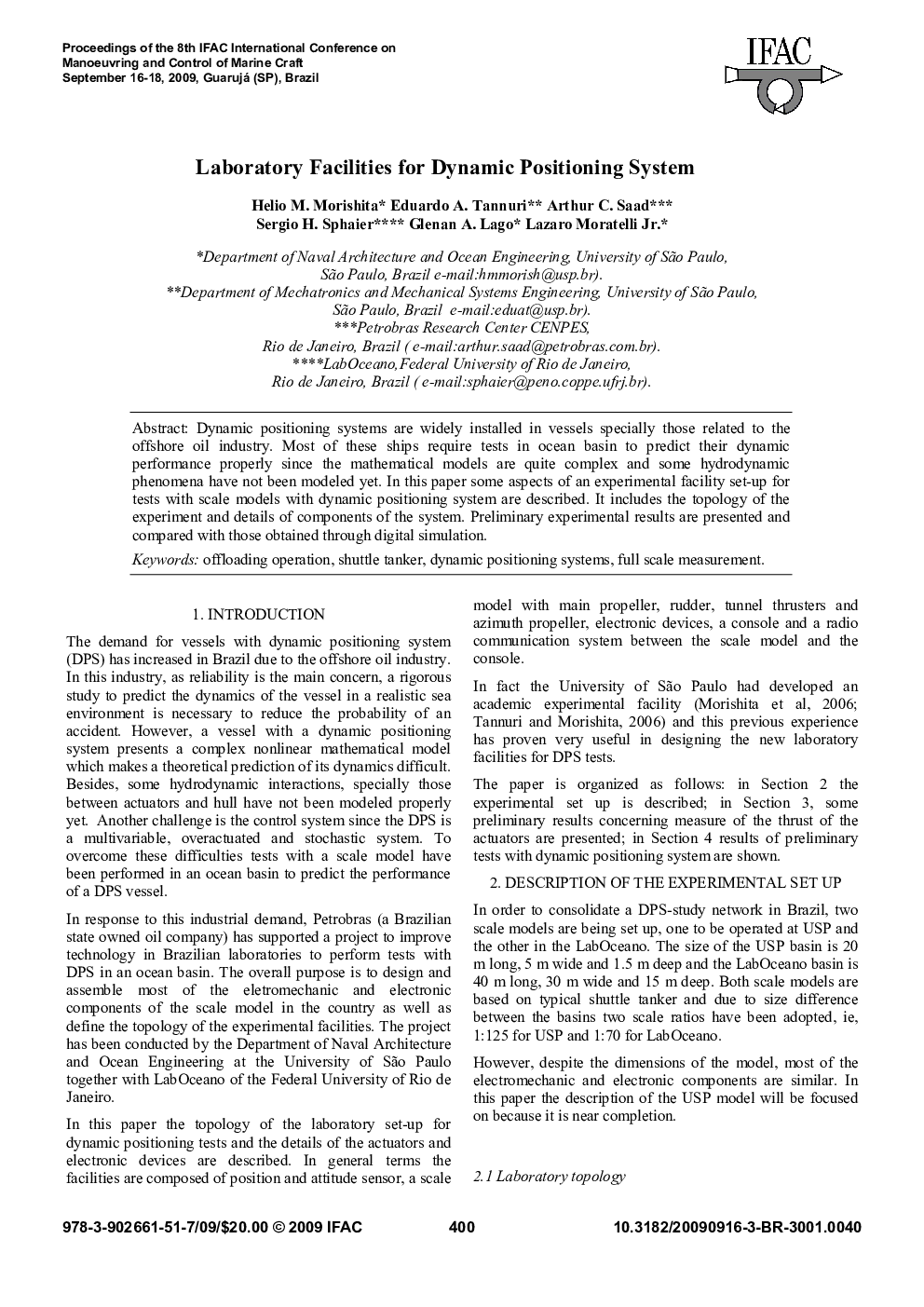 Laboratory Facilities for Dynamic Positioning System