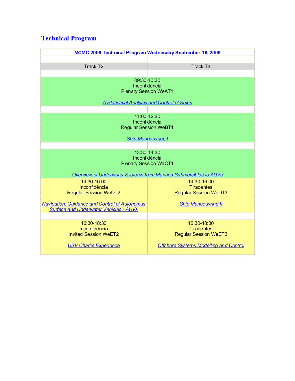 عکس صفحه اول مقاله: Technical Program Technical Program