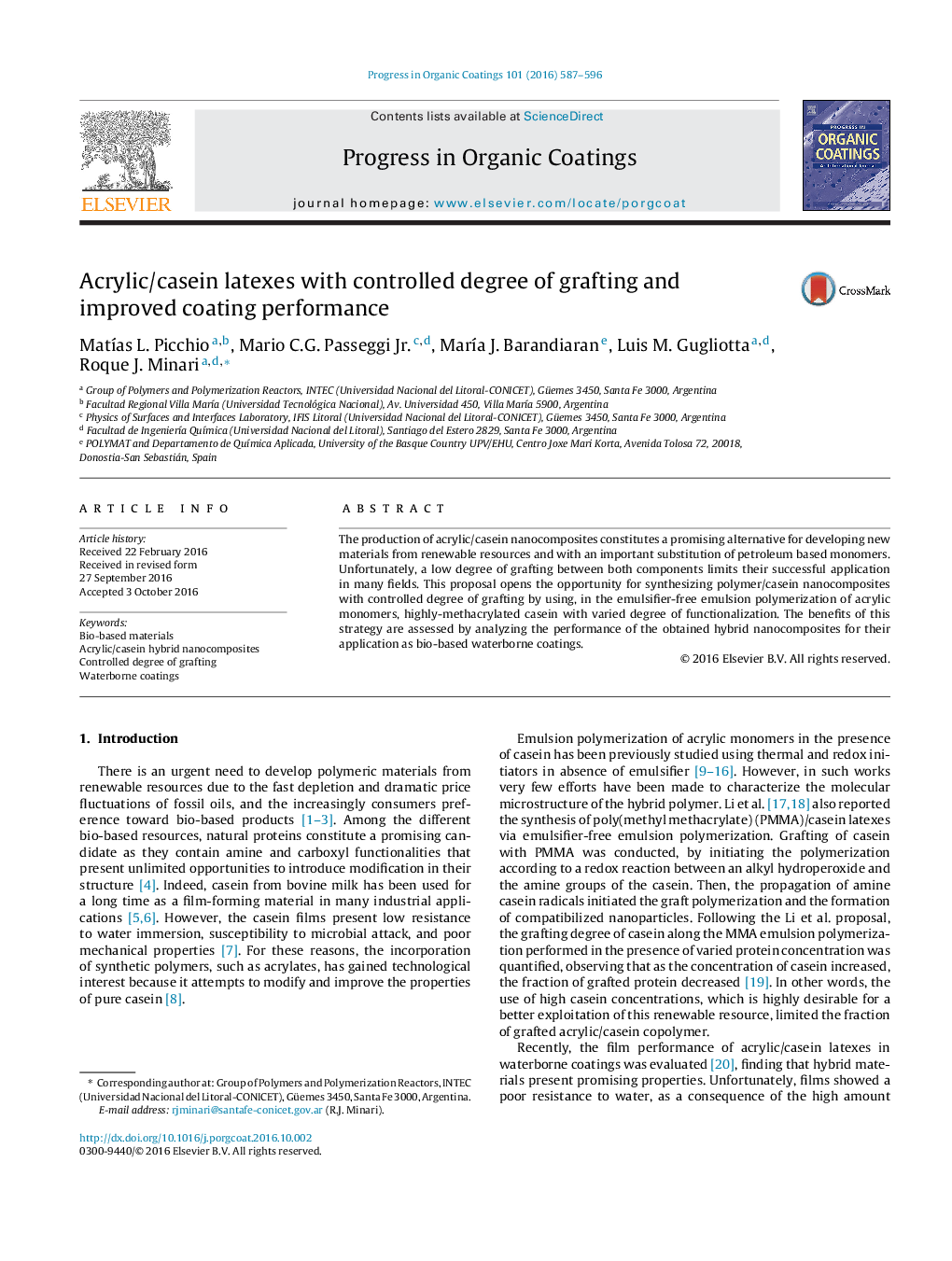 Acrylic/casein latexes with controlled degree of grafting and improved coating performance