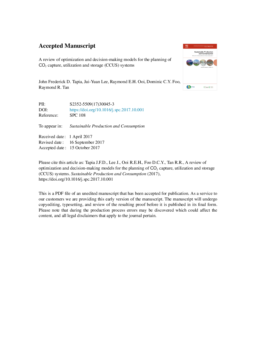 A review of optimization and decision-making models for the planning of CO2 capture, utilization and storage (CCUS) systems