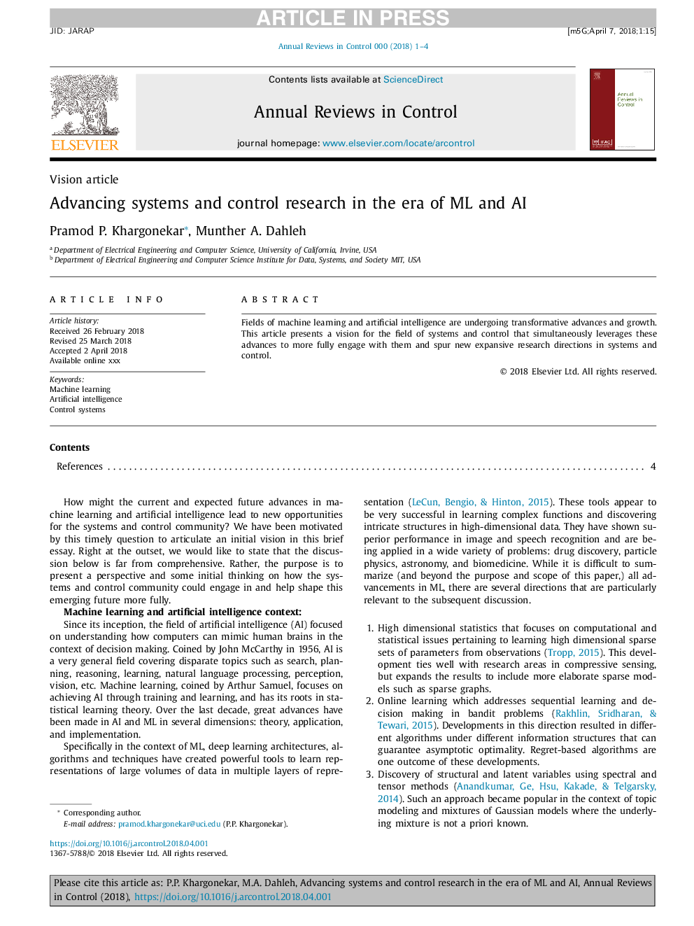 Advancing systems and control research in the era of ML and AI