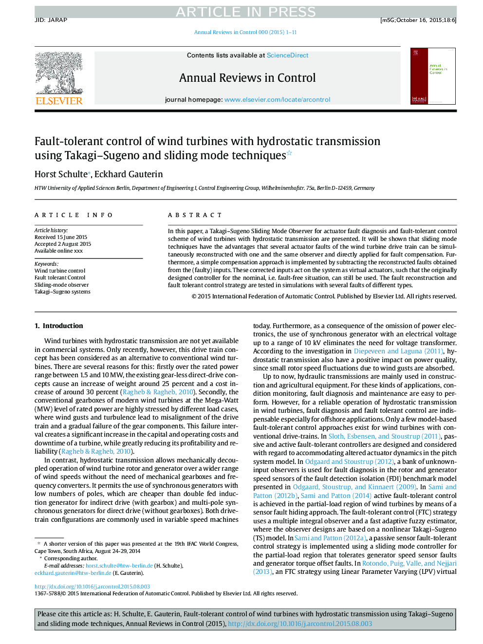 Fault-tolerant control of wind turbines with hydrostatic transmission using Takagi-Sugeno and sliding mode techniques