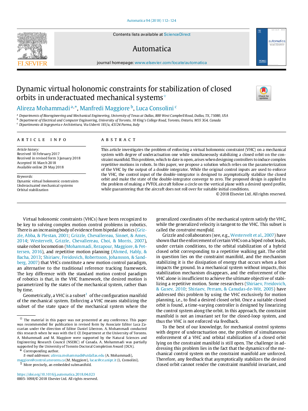 Dynamic virtual holonomic constraints for stabilization of closed orbits in underactuated mechanical systems