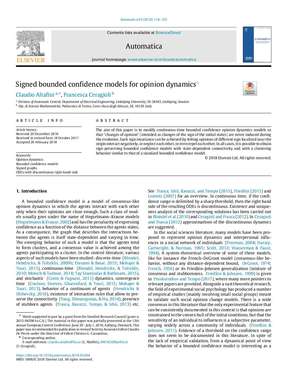 Signed bounded confidence models for opinion dynamics