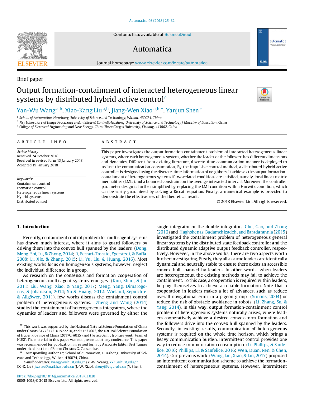 Output formation-containment of interacted heterogeneous linear systems by distributed hybrid active control