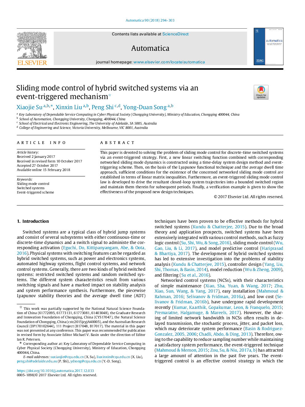 Sliding mode control of hybrid switched systems via an event-triggered mechanism