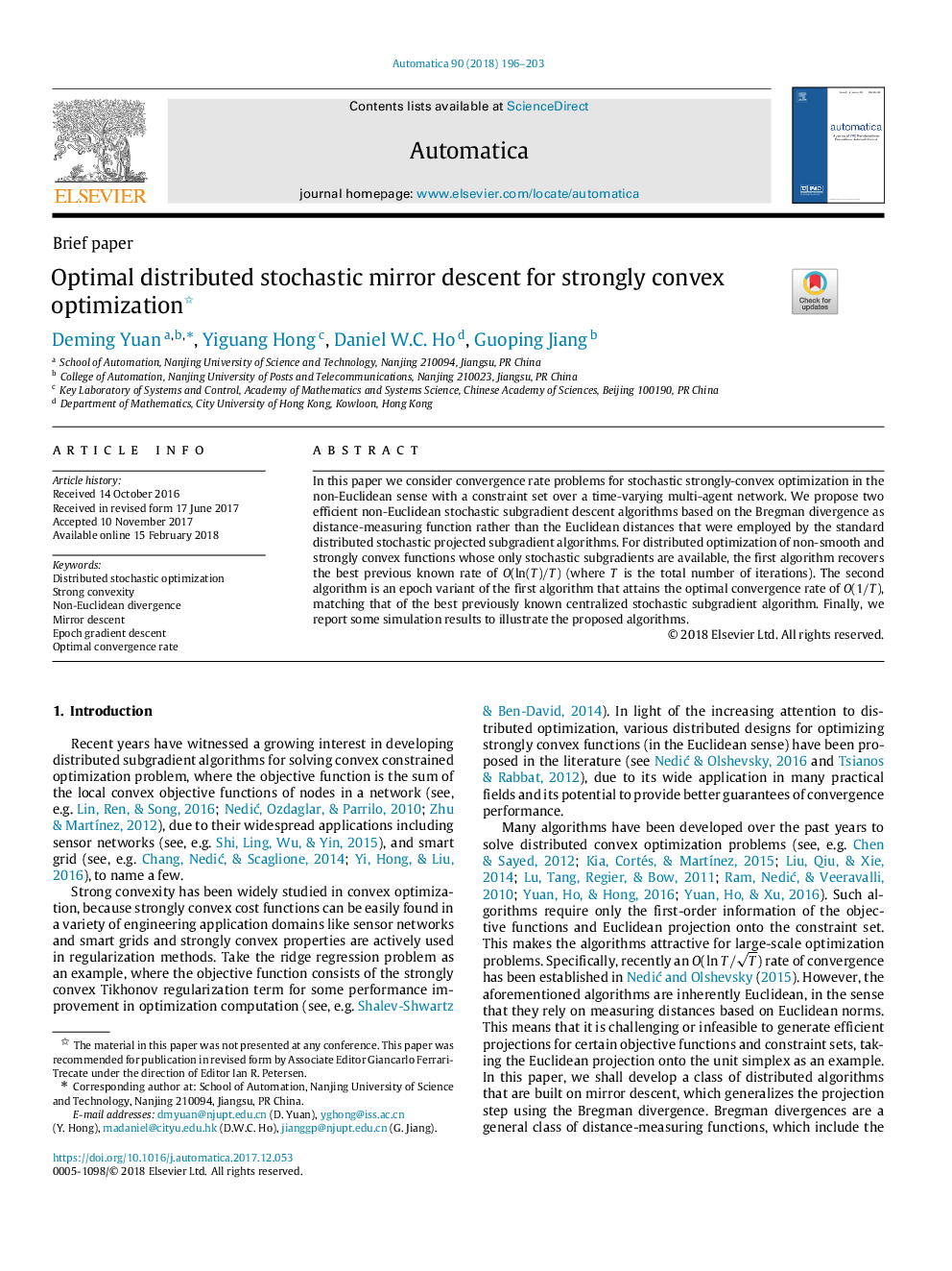 Optimal distributed stochastic mirror descent for strongly convex optimization