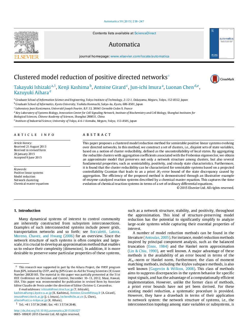 Clustered model reduction of positive directed networks