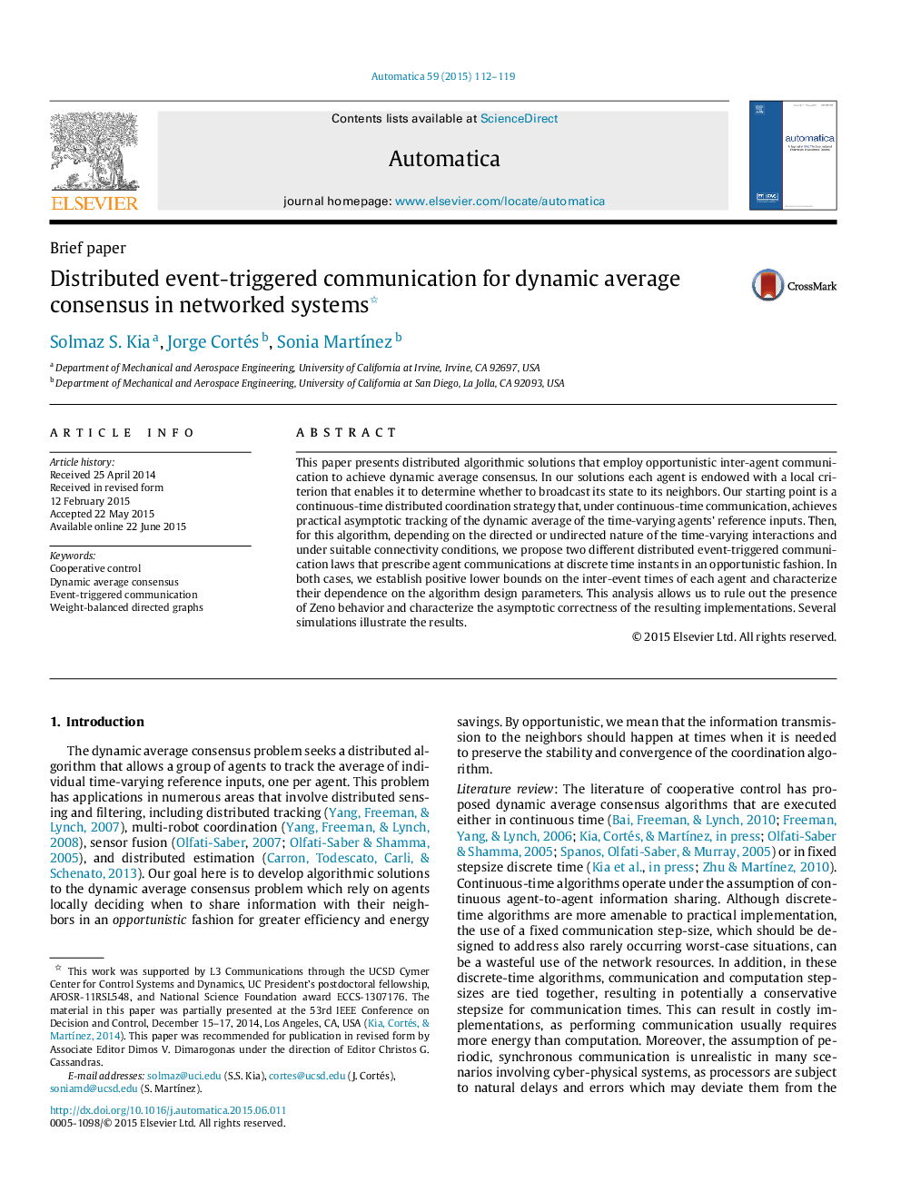 Distributed event-triggered communication for dynamic average consensus in networked systems