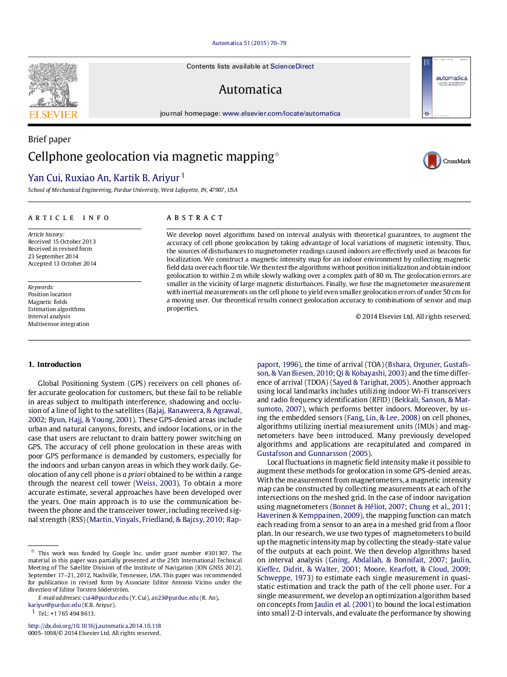 Cellphone geolocation via magnetic mapping