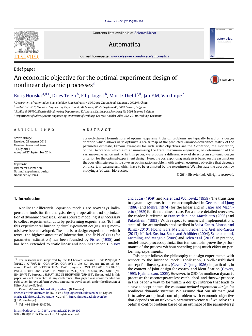 An economic objective for the optimal experiment design of nonlinear dynamic processes