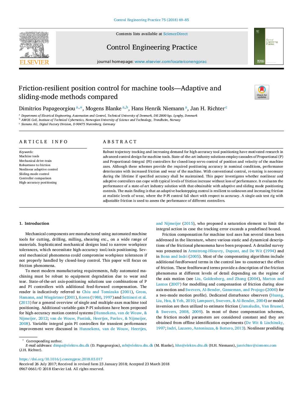 Friction-resilient position control for machine tools-Adaptive and sliding-mode methods compared