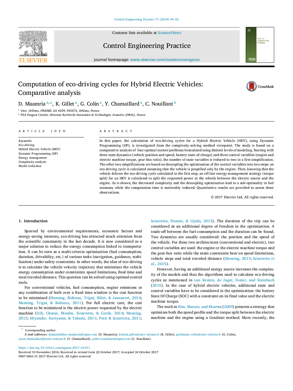 Computation of eco-driving cycles for Hybrid Electric Vehicles: Comparative analysis