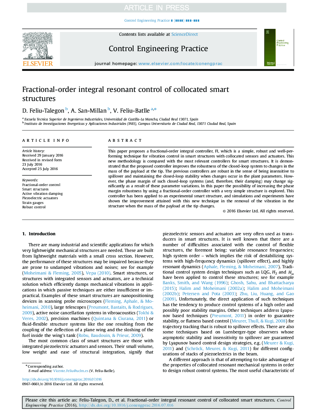 Fractional-order integral resonant control of collocated smart structures