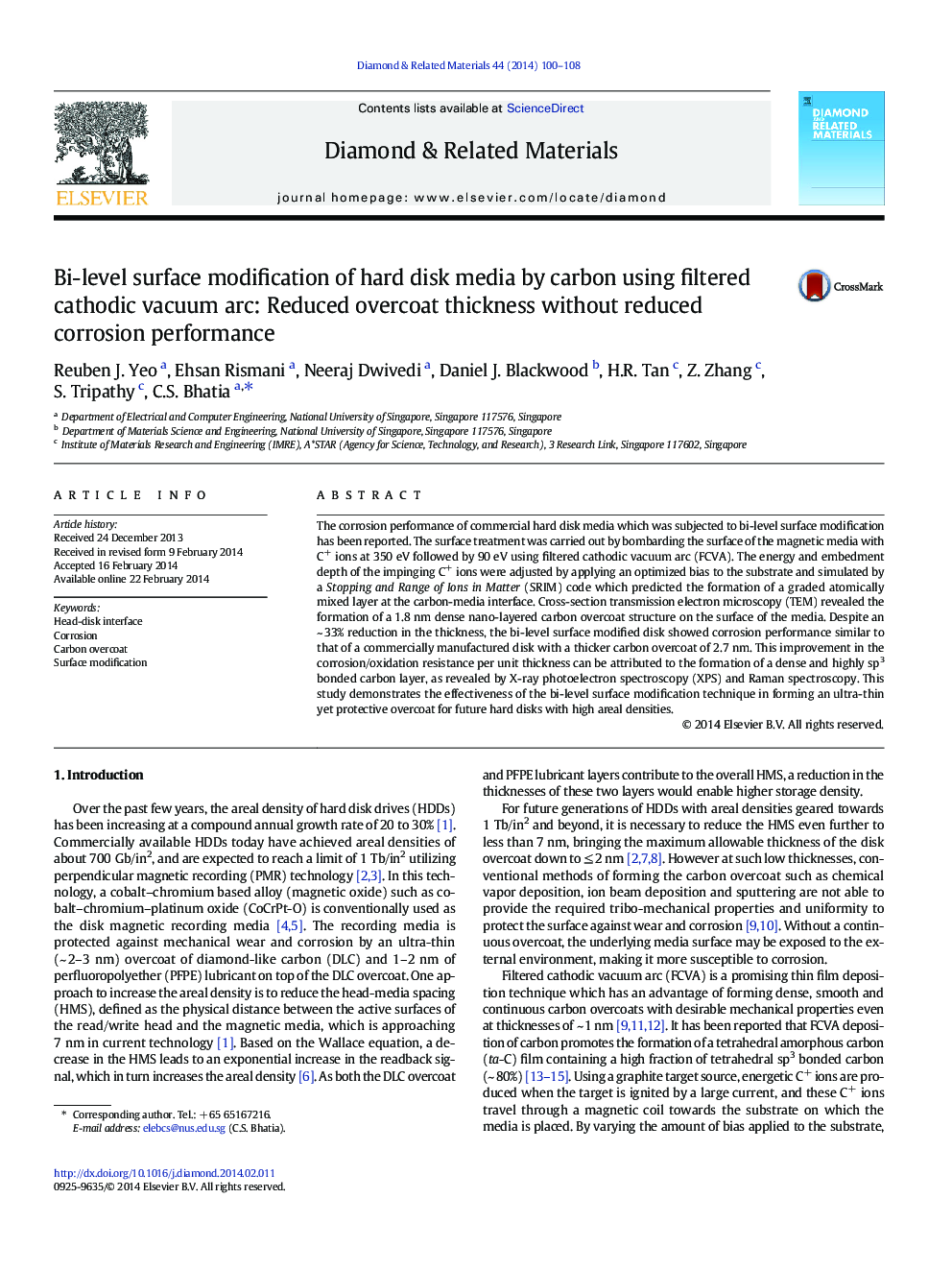 Bi-level surface modification of hard disk media by carbon using filtered cathodic vacuum arc: Reduced overcoat thickness without reduced corrosion performance